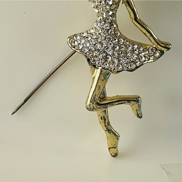 Tinker Bell Swarovski Crystal Diamond Like Pin Gold Coloured Broach Jewelry - Picture 9 of 16